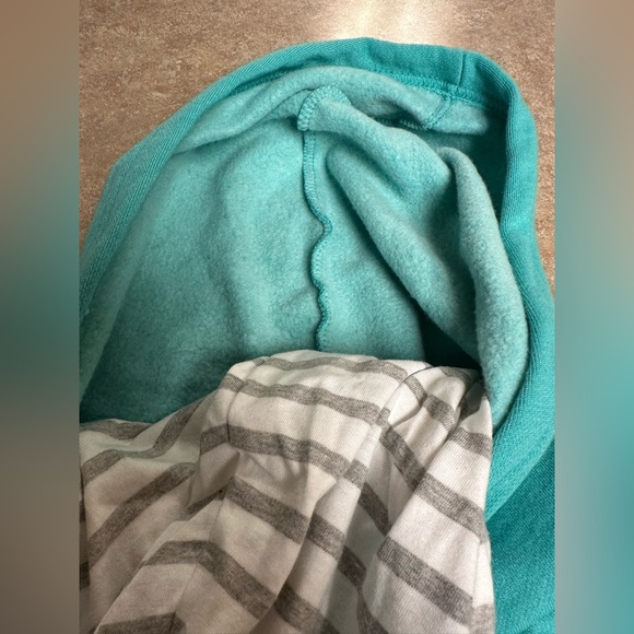 SOLD - Cozy Turquoise and Striped Hoodie - Rainy Lake, Thunderbird Lodge - Picture 3 of 9